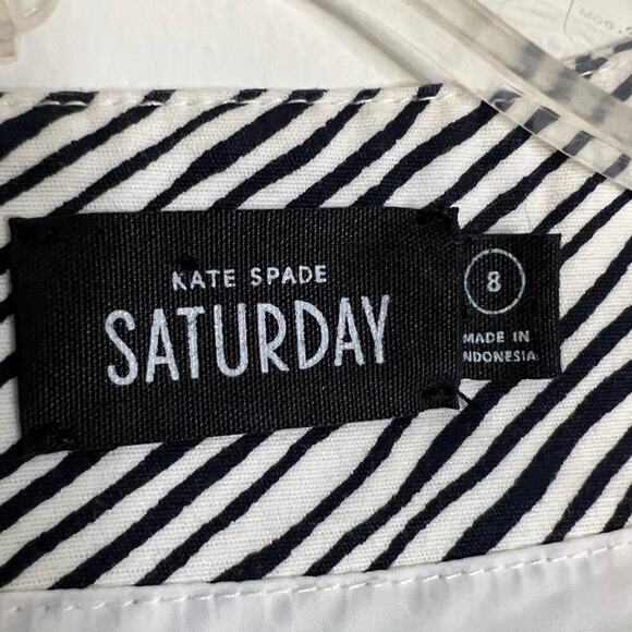 Kate Spade White Navy Pattern Sleeveless Cape-ish Back  Dress - Picture 3 of 5